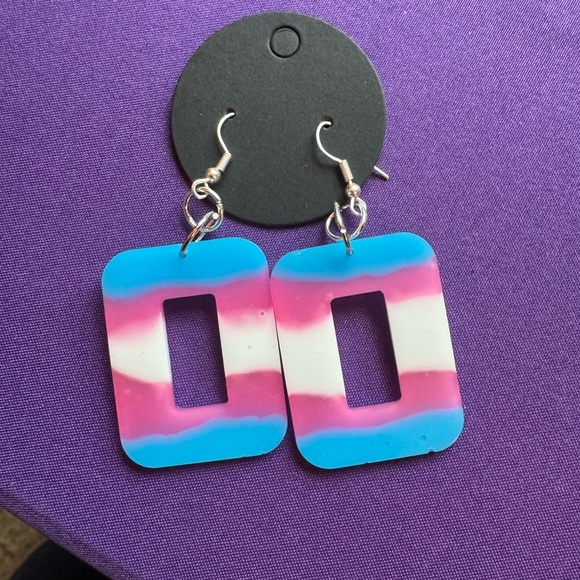 Hand Crafted Yellow and Pink Heart Earrings - Picture 2 of 2